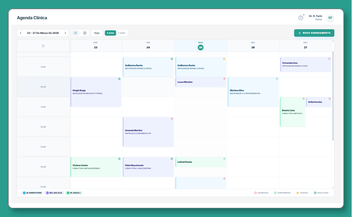 Agenda completa para toda a equipe