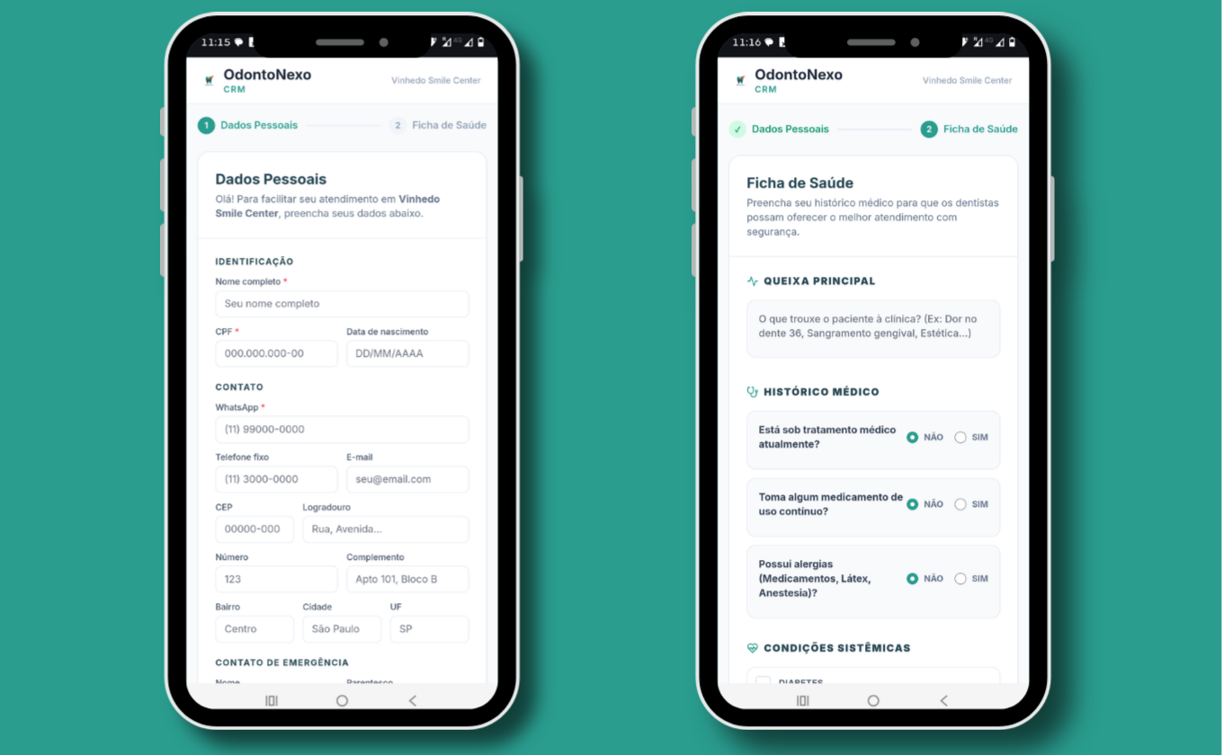 Cadastro e anamnese, sem papel